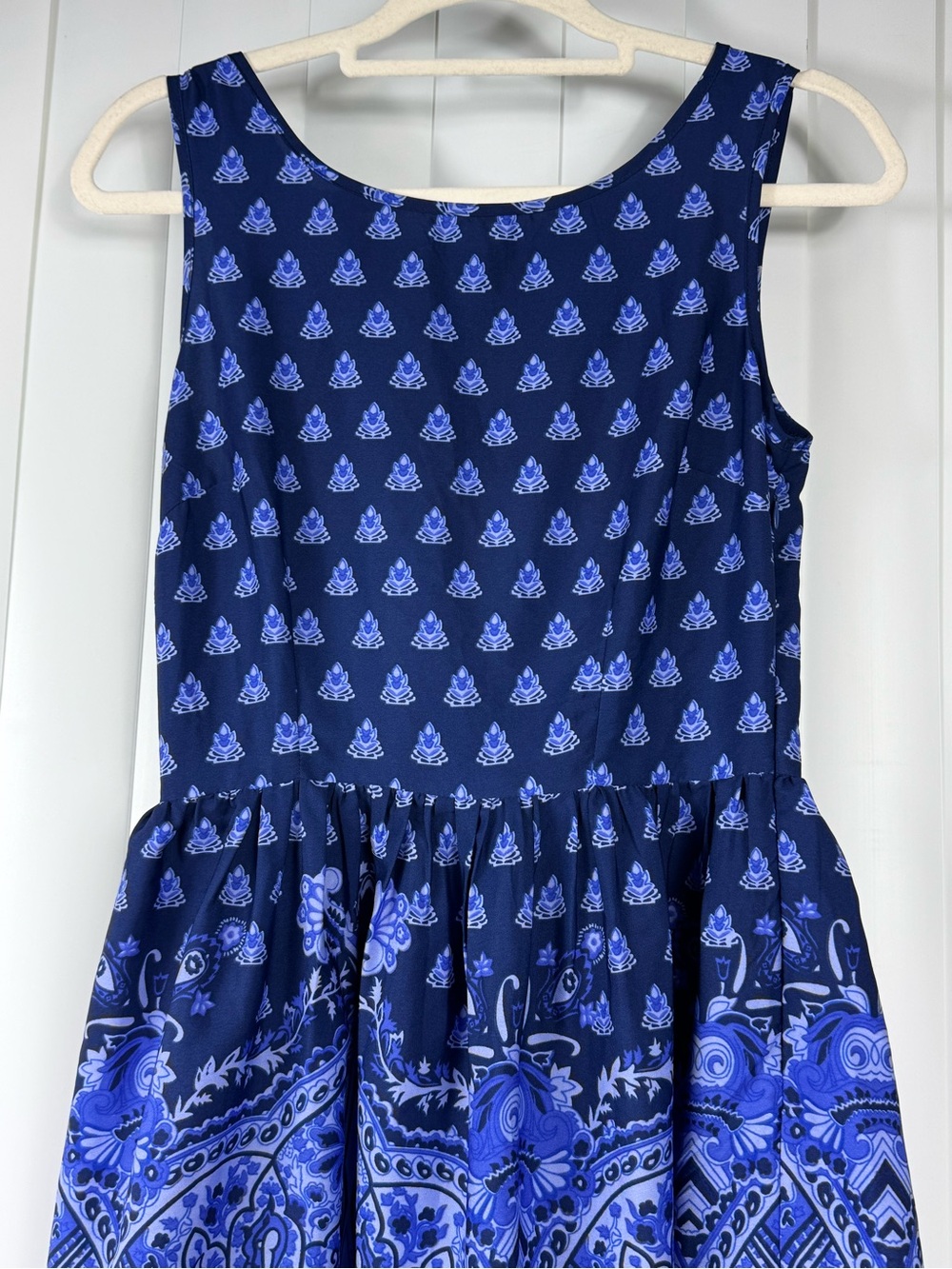 Pinky Navy Blue Paisley Sleeveless Dress Women's Small Boho Floral Print - Picture 4 of 8